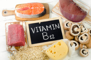 Sources of Vitamin B12 (Cobalamin). Healthy food.