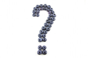 Question mark concept made of fresh blueberries